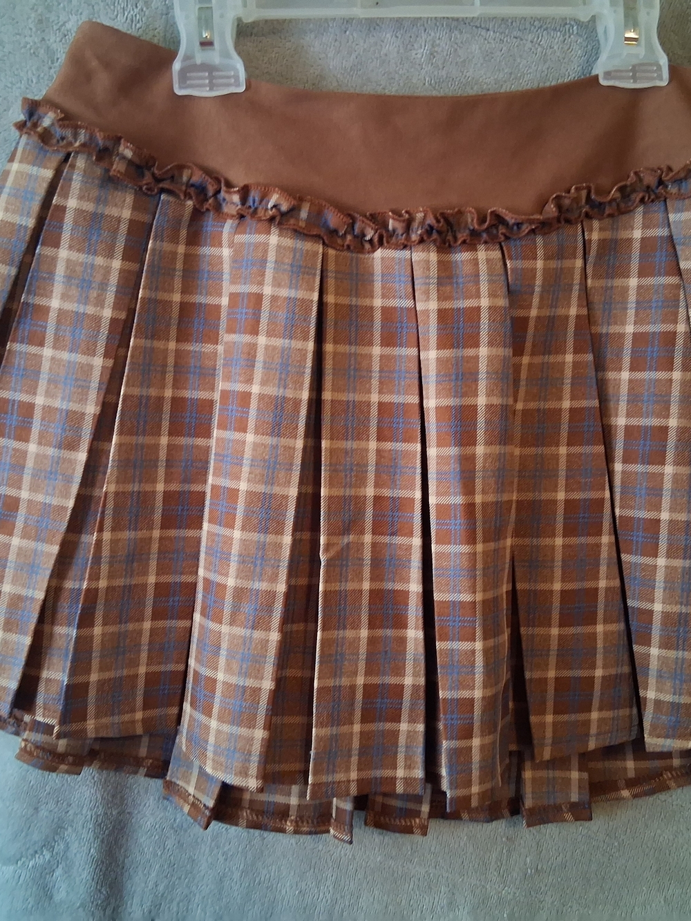 iris Brown and Blue Plaid Pleated Skirt